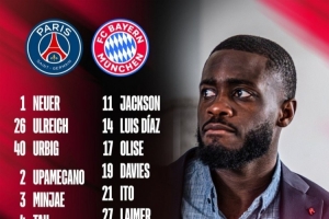 拜仁欧冠半决赛首回合名单：凯恩、穆西亚拉、奥利塞、基米希在列